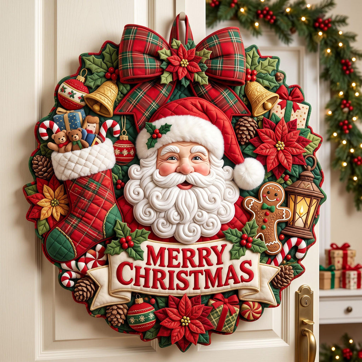 Christmas Spirit Custom Shape Quilted Door Hanger GFTONMU2737