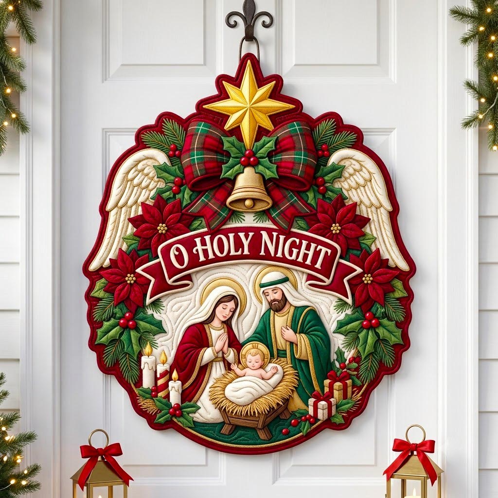 Christmas Spirit Custom Shape Quilted Door Hanger GFTONMU2738