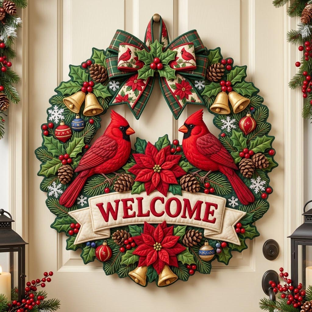 Christmas Spirit Custom Shape Quilted Door Hanger GFTONMU2740