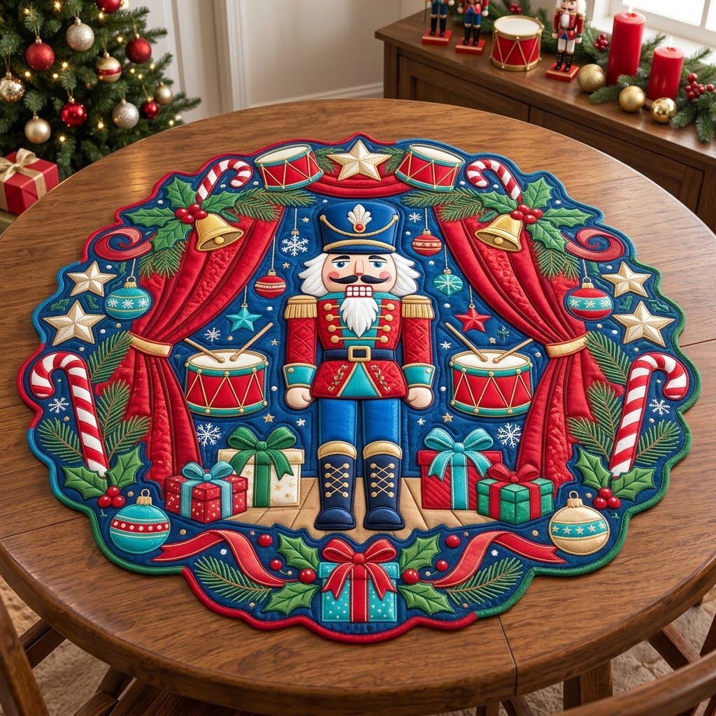 Christmas Spirit Custom Shape Quilted Table Topper GFTONMU2743