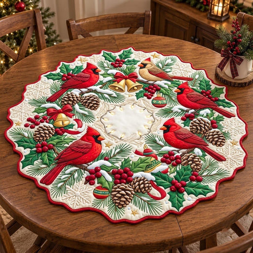 Christmas Spirit Custom Shape Quilted Table Topper GFTONMU2744