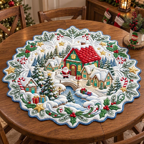 Christmas Spirit Custom Shape Quilted Table Topper GFTONMU2748