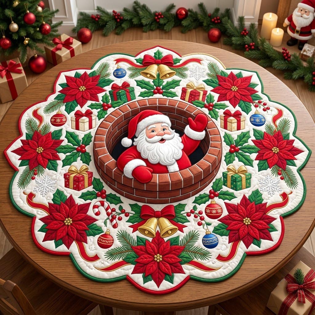 Christmas Spirit Custom Shape Quilted Table Topper GFTONMU2749