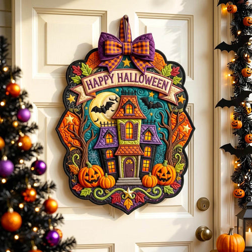 Haunted Halloween Custom Shape Quilted Door Hanger GFTONMU2757