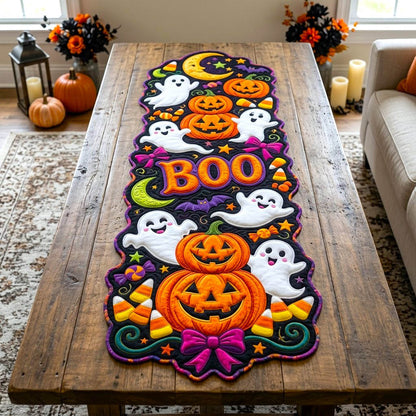 Haunted Halloween Custom Shape Quilted Table Runner GFTONMU2762
