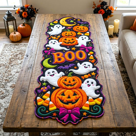 Haunted Halloween Custom Shape Quilted Table Runner GFTONMU2762