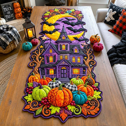 Haunted Halloween Custom Shape Quilted Table Runner GFTONMU2763