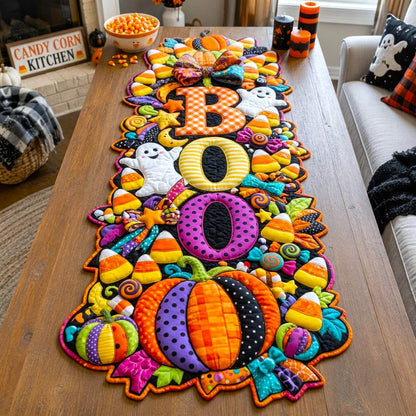 Haunted Halloween Custom Shape Quilted Table Runner GFTONMU2765