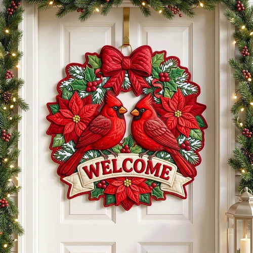 Red Cardinal Custom Shape Quilted Door Hanger GFTONMU2796