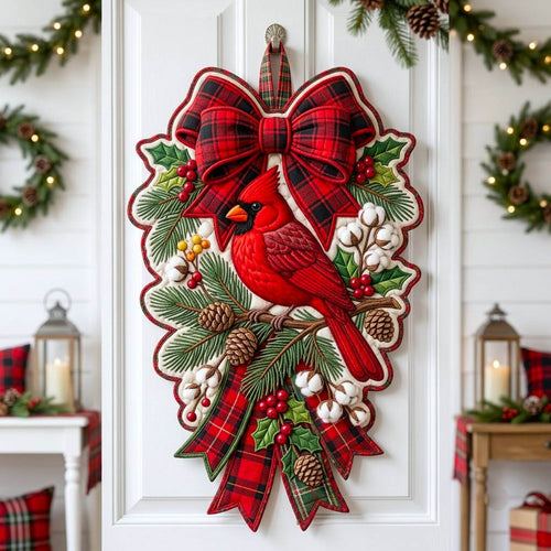 Red Cardinal Custom Shape Quilted Door Hanger GFTONMU2797