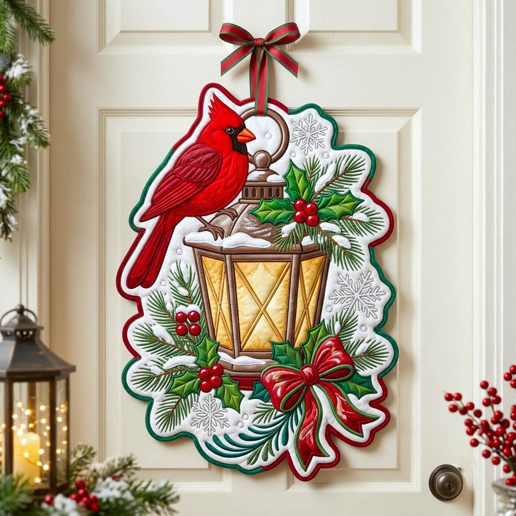 Red Cardinal Custom Shape Quilted Door Hanger GFTONMU2798