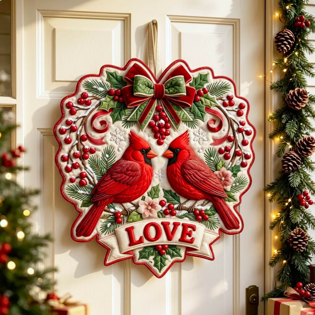 Red Cardinal Custom Shape Quilted Door Hanger GFTONMU2799