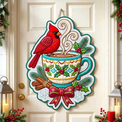 Red Cardinal Custom Shape Quilted Door Hanger GFTONMU2800