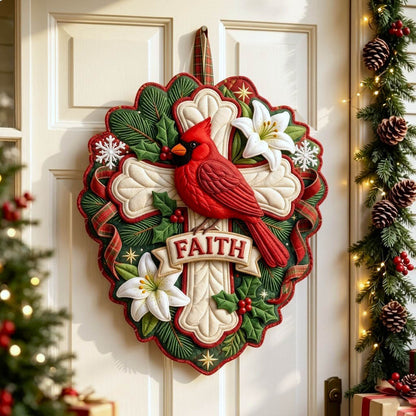 Red Cardinal Custom Shape Quilted Door Hanger GFTONMU2801