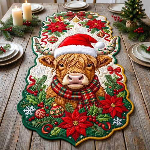 Highland Cow Custom Shape Quilted Table Runner GFTONMU2807