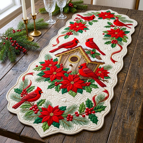 Red Cardinal Custom Shape Quilted Table Runner GFTONMU2810