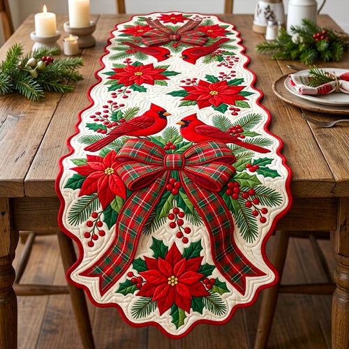 Red Cardinal Custom Shape Quilted Table Runner GFTONMU2811