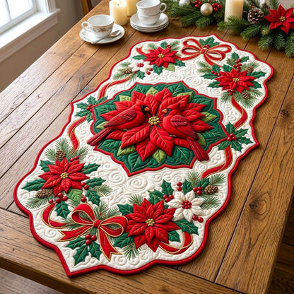 Red Cardinal Custom Shape Quilted Table Runner GFTONMU2812
