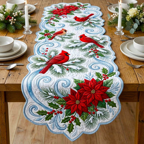 Red Cardinal Custom Shape Quilted Table Runner GFTONMU2813