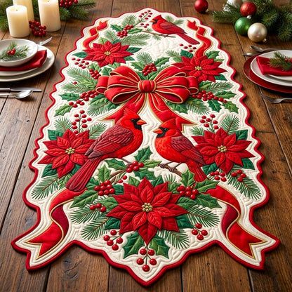 Red Cardinal Custom Shape Quilted Table Runner GFTONMU2815