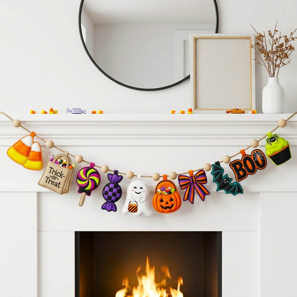 Haunted Halloween Custom Shape Quilted Garland GFTONMU2822
