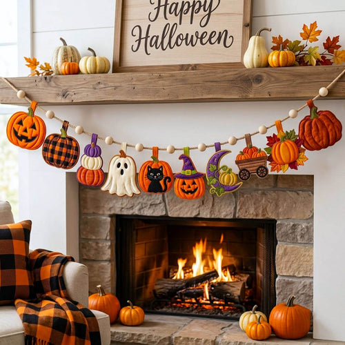 Haunted Halloween Custom Shape Quilted Garland GFTONMU2826