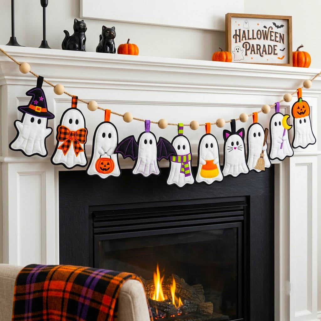 Haunted Halloween Custom Shape Quilted Garland GFTONMU2827