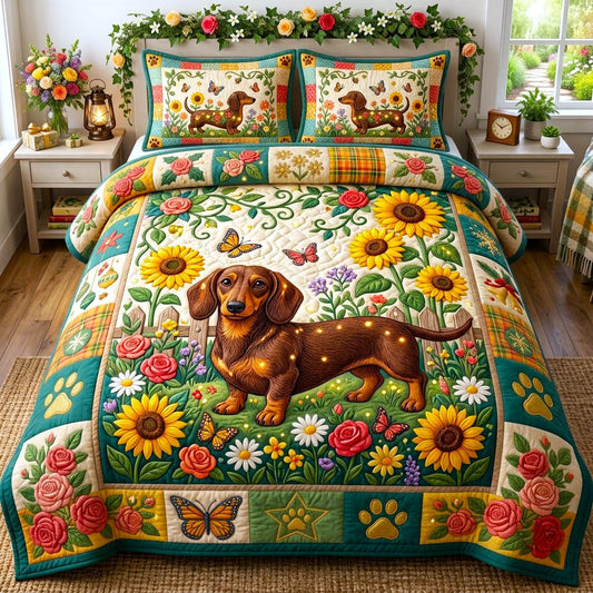Dachshund Lover 3-Piece Quilted Bedding Set GFTONMU2909