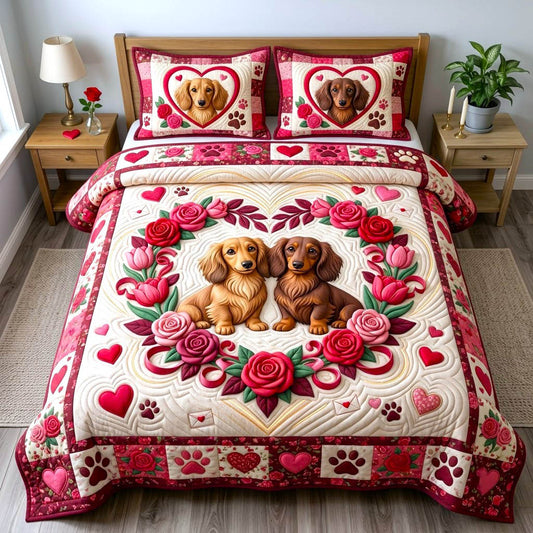 Dachshund Lover 3-Piece Quilted Bedding Set GFTONMU2911