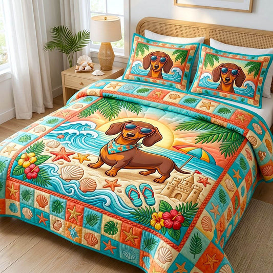 Dachshund Lover 3-Piece Quilted Bedding Set GFTONMU2914