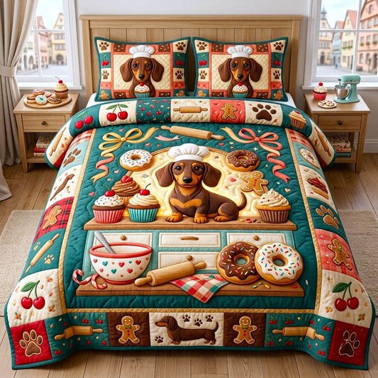 Dachshund Lover 3-Piece Quilted Bedding Set GFTONMU2916
