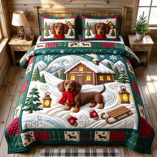 Dachshund Lover 3-Piece Quilted Bedding Set GFTONMU2917