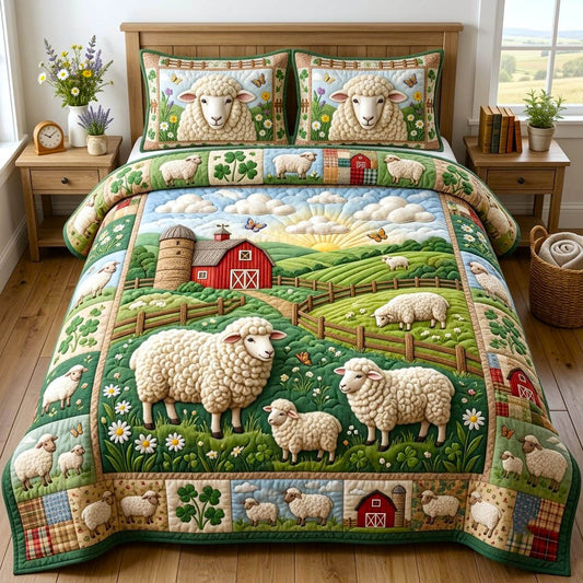 Farmhouse Sheep 3-Piece Quilted Bedding Set GFTONMU2921