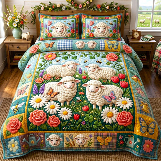 Farmhouse Sheep 3-Piece Quilted Bedding Set GFTONMU2923