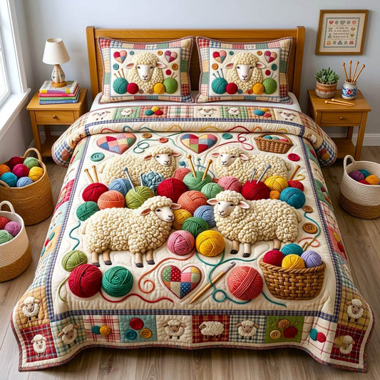 Farmhouse Sheep 3-Piece Quilted Bedding Set GFTONMU2929