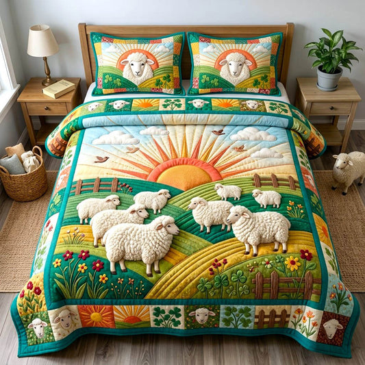 Farmhouse Sheep 3-Piece Quilted Bedding Set GFTONMU2933