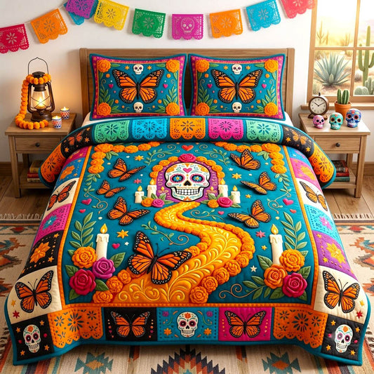 Día de Muertos 3-Piece Quilted Bedding Set GFTONMU2960