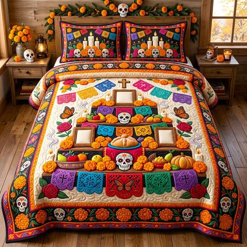 Día de Muertos 3-Piece Quilted Bedding Set GFTONMU2962