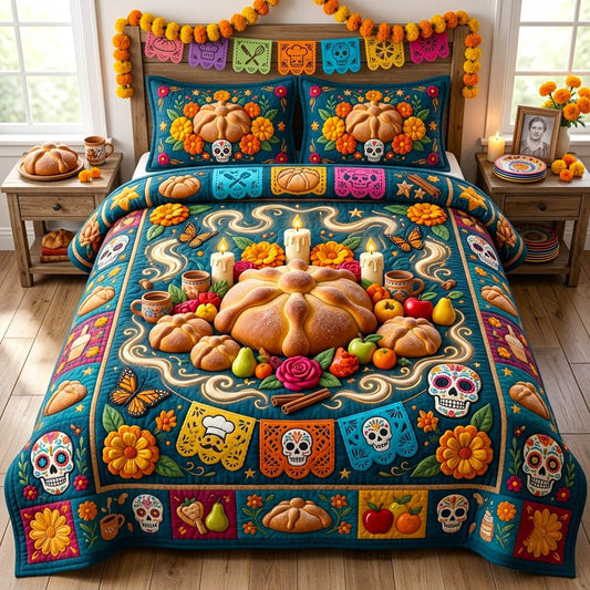 Día de Muertos 3-Piece Quilted Bedding Set GFTONMU2963