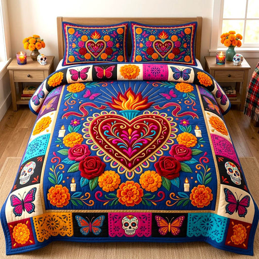 Día de Muertos 3-Piece Quilted Bedding Set GFTONMU2965