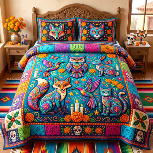 Día de Muertos 3-Piece Quilted Bedding Set GFTONMU2966