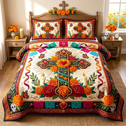 Día de Muertos 3-Piece Quilted Bedding Set GFTONMU2968