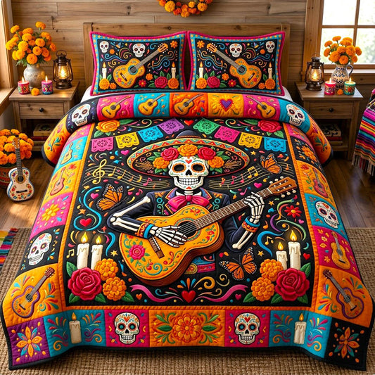 Día de Muertos 3-Piece Quilted Bedding Set GFTONMU2969