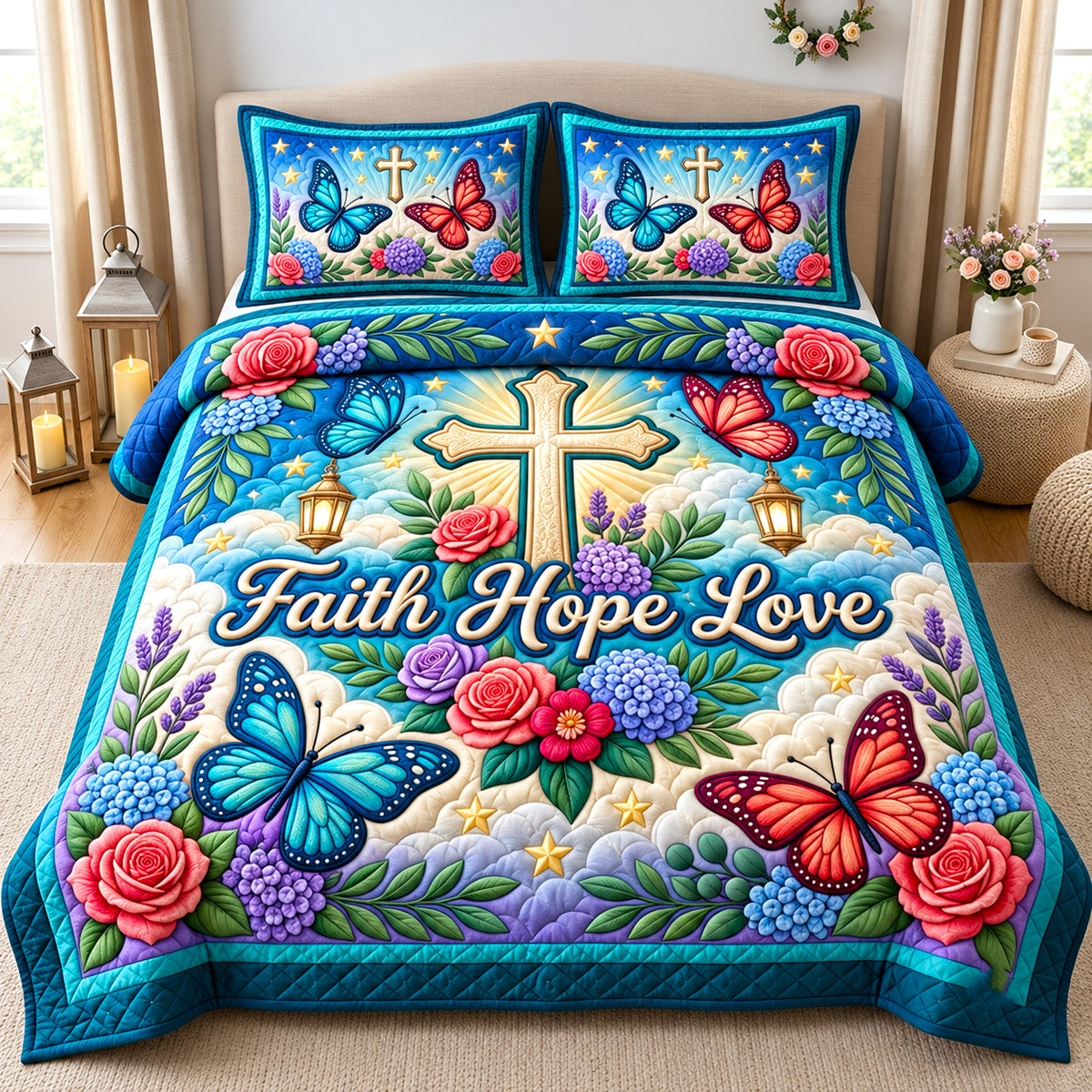 Christian Faith 3-Piece Quilted Bedding Set GFTONMU3005