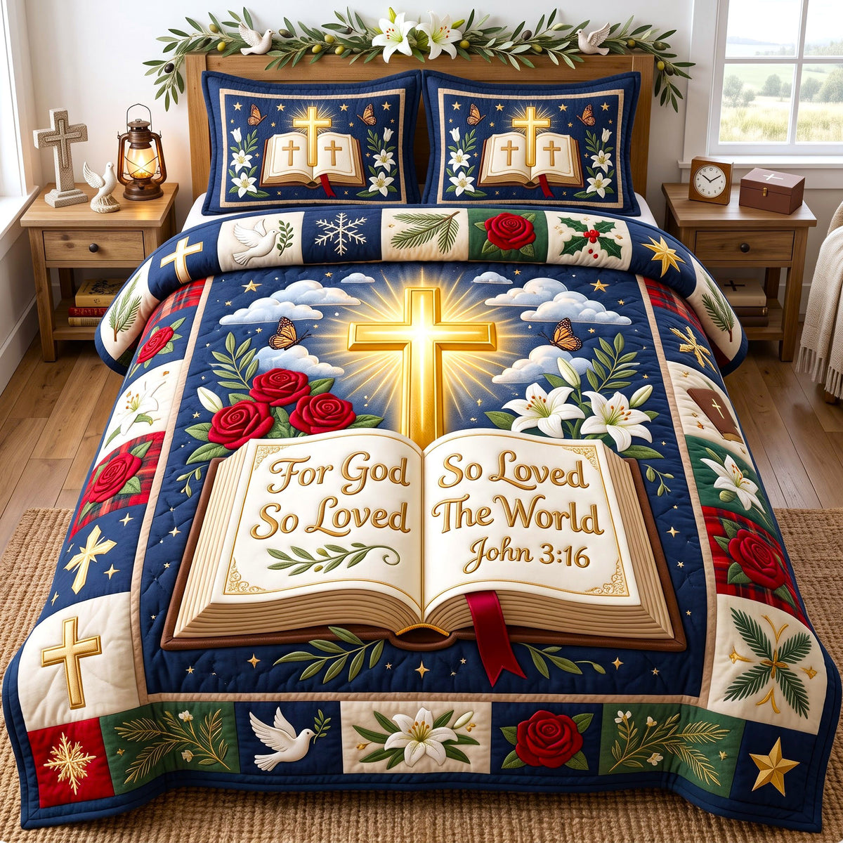 Christian Faith 3-Piece Quilted Bedding Set GFTONMU3011