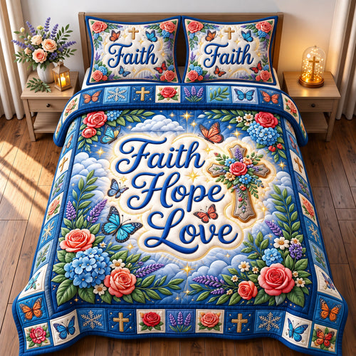 Christian Faith 3-Piece Quilted Bedding Set GFTONMU3058