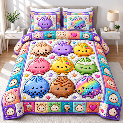 Dumpling Lover 3-Piece Quilted Bedding Set GFTONMU3069