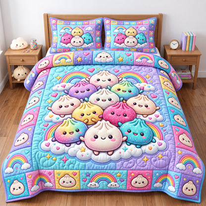Dumpling Lover 3-Piece Quilted Bedding Set GFTONMU3070
