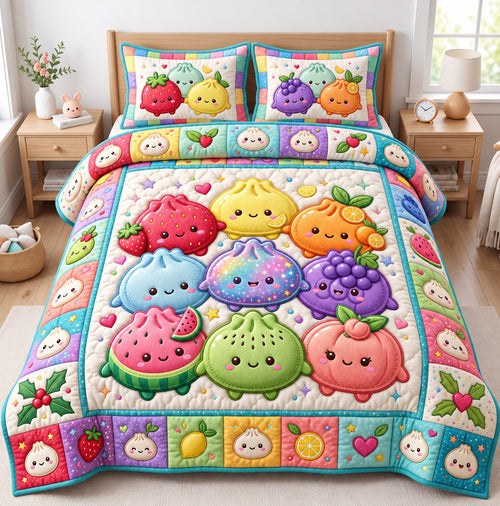 Dumpling Lover 3-Piece Quilted Bedding Set GFTONMU3071