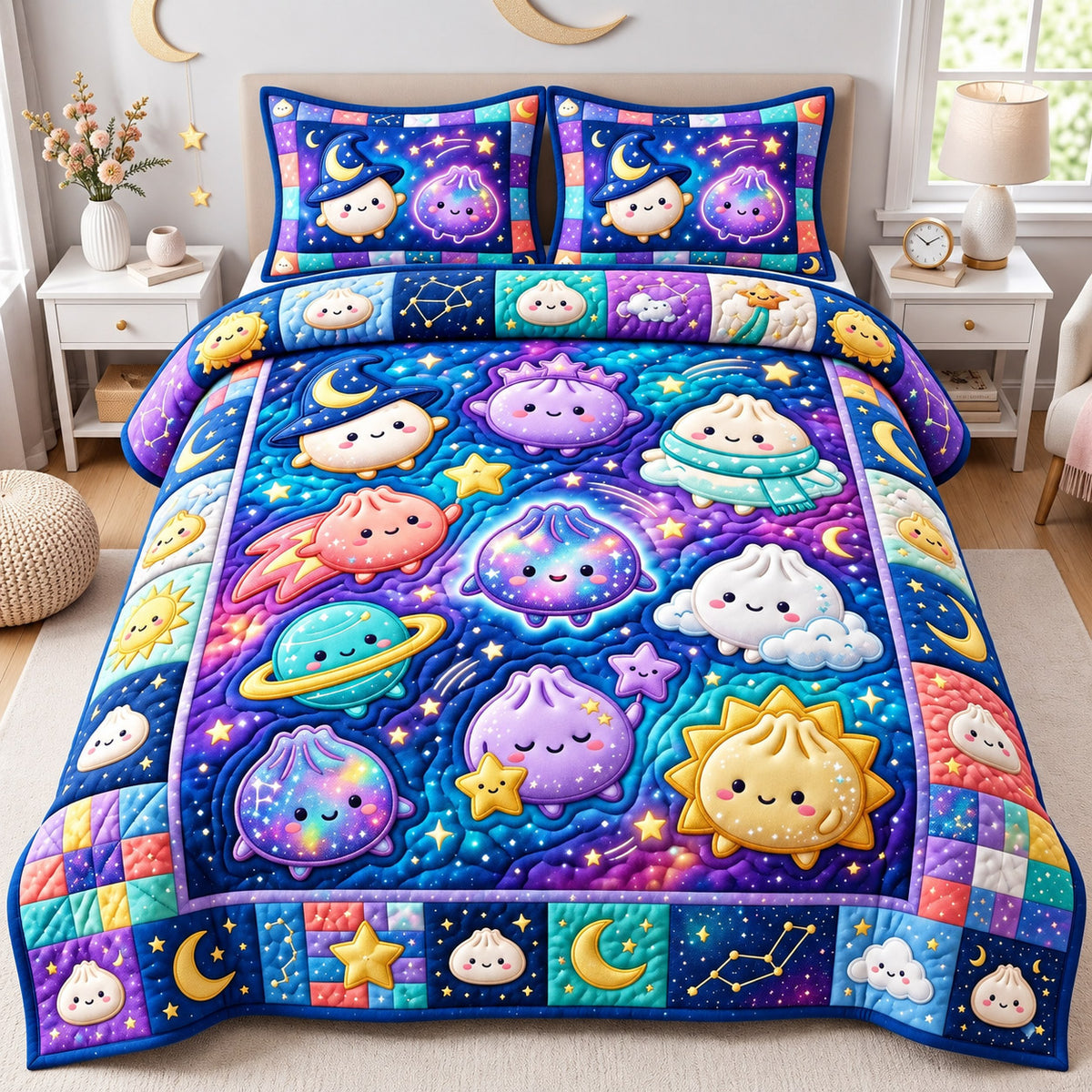 Dumpling Lover 3-Piece Quilted Bedding Set GFTONMU3072